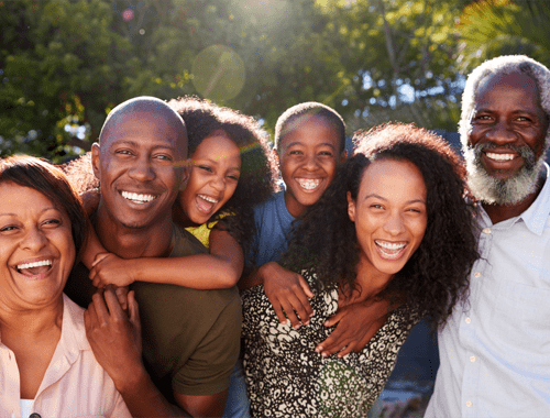 Closeup shot of a family laughing