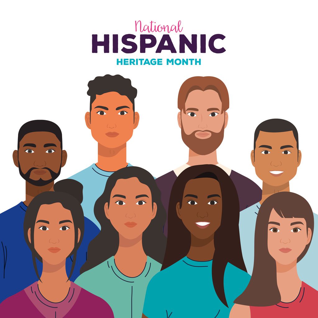 National Hispanic heritage month, with women and men